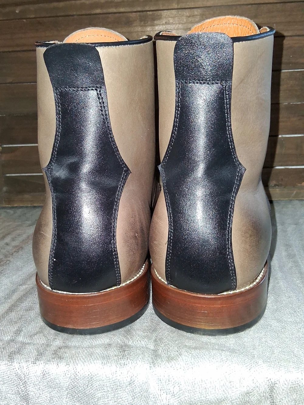 Penny Luck Gambler Taupe Leather Boots with Contrast Laces